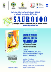 GALLIPOLI - Presentazione progetto "SAURO100" e libro "Nazario Sauro. Storia di un marinaio" presso la sezione della Lega Navale @ Lega Navale di Gallipoli | Gallipoli | Puglia | Italia