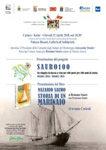 CATTARO - Presentazione progetto SAURO100 e libro "Nazario Sauro. Storia di un marinaio" presso Palazzo Bisanti, Galleria di Solidarietà @ Palazzo Bisanti, Galleria di Solidarfietà | Cattaro | Kotor Municipality | Montenegro